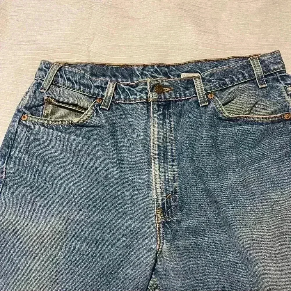 Vintage LEVI'S 505 blue Blank ORANGE TAB pure cotton made USA Jeans 36x30